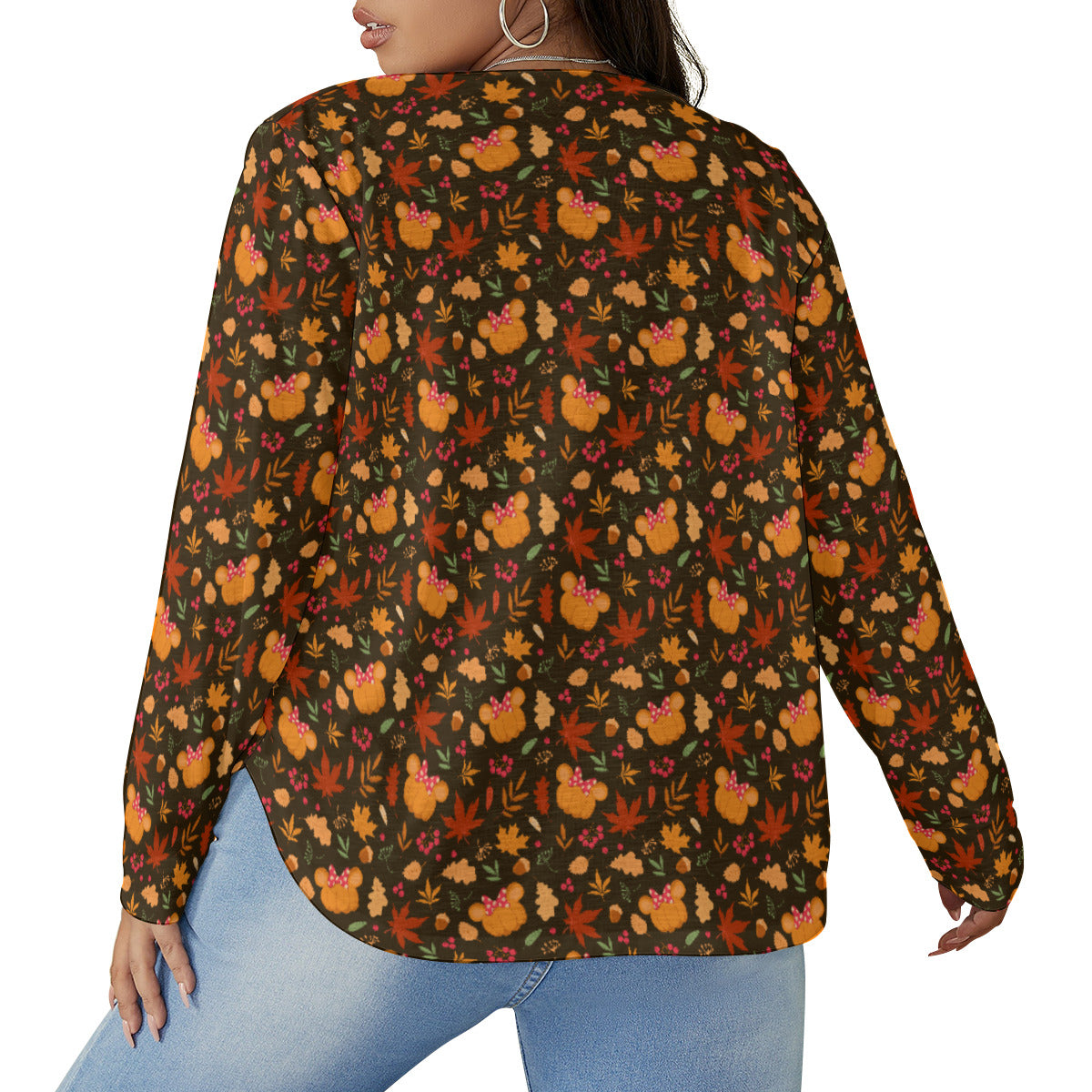 Fall Pumpkins Women's Plus Size V-Neck T-Shirt With Curved Hem