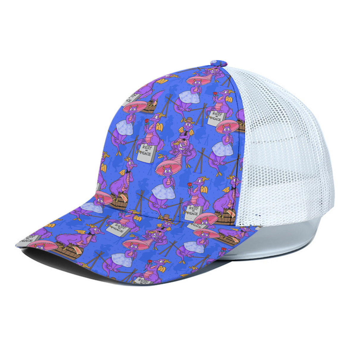 Haunted Mansion Figment Unisex Trucker Hat With White Half Mesh