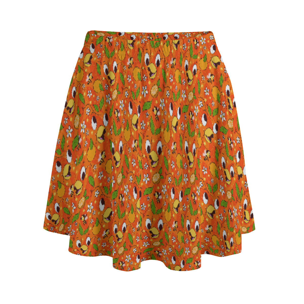 Orange Bird Women's Skirt With Pockets