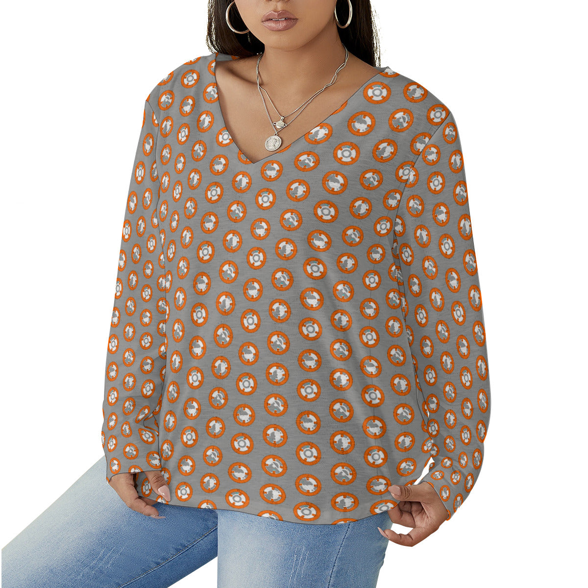 BB-8 Women's Plus Size V-Neck T-Shirt With Curved Hem