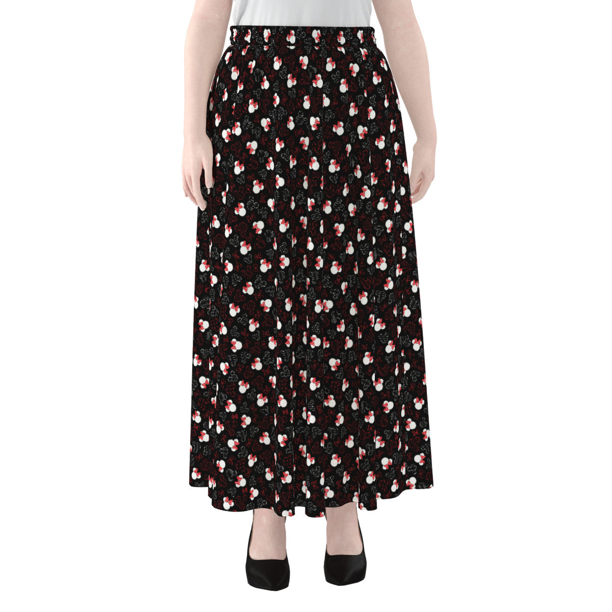Mickey And Minnie Dots Women's Maxi Chiffon Skirt - Ambrie