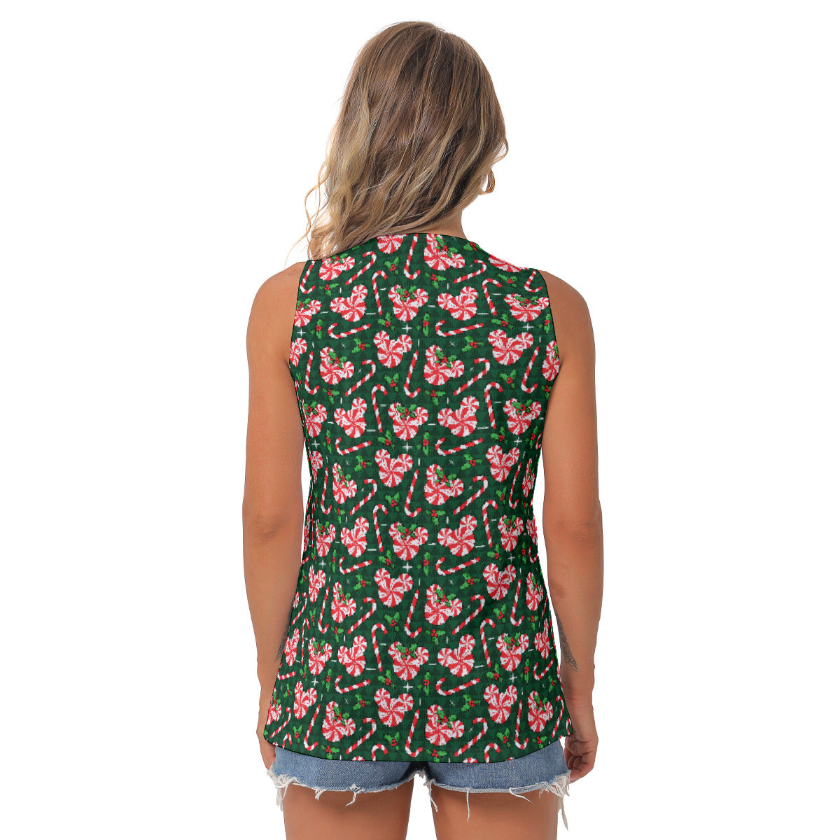 Christmas Peppermint Women's Sleeveless V-Neck Top