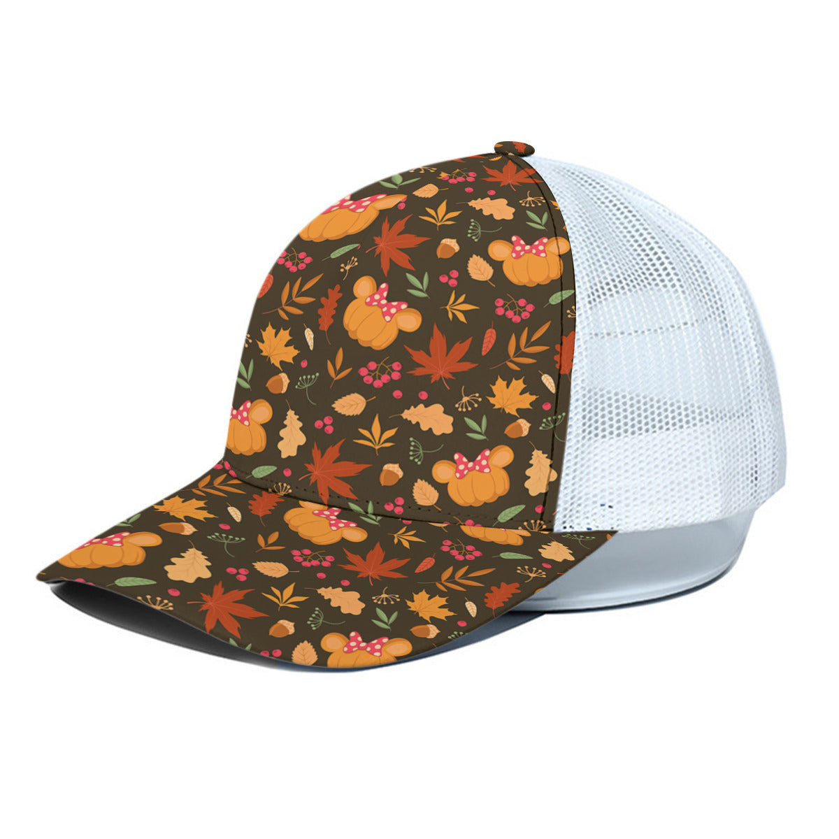 Fall Pumpkins Unisex Trucker Hat With White Half Mesh