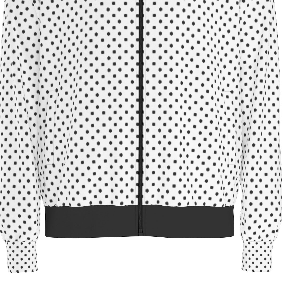 White With Black Polka Dots Unisex Stand Collar Jacket