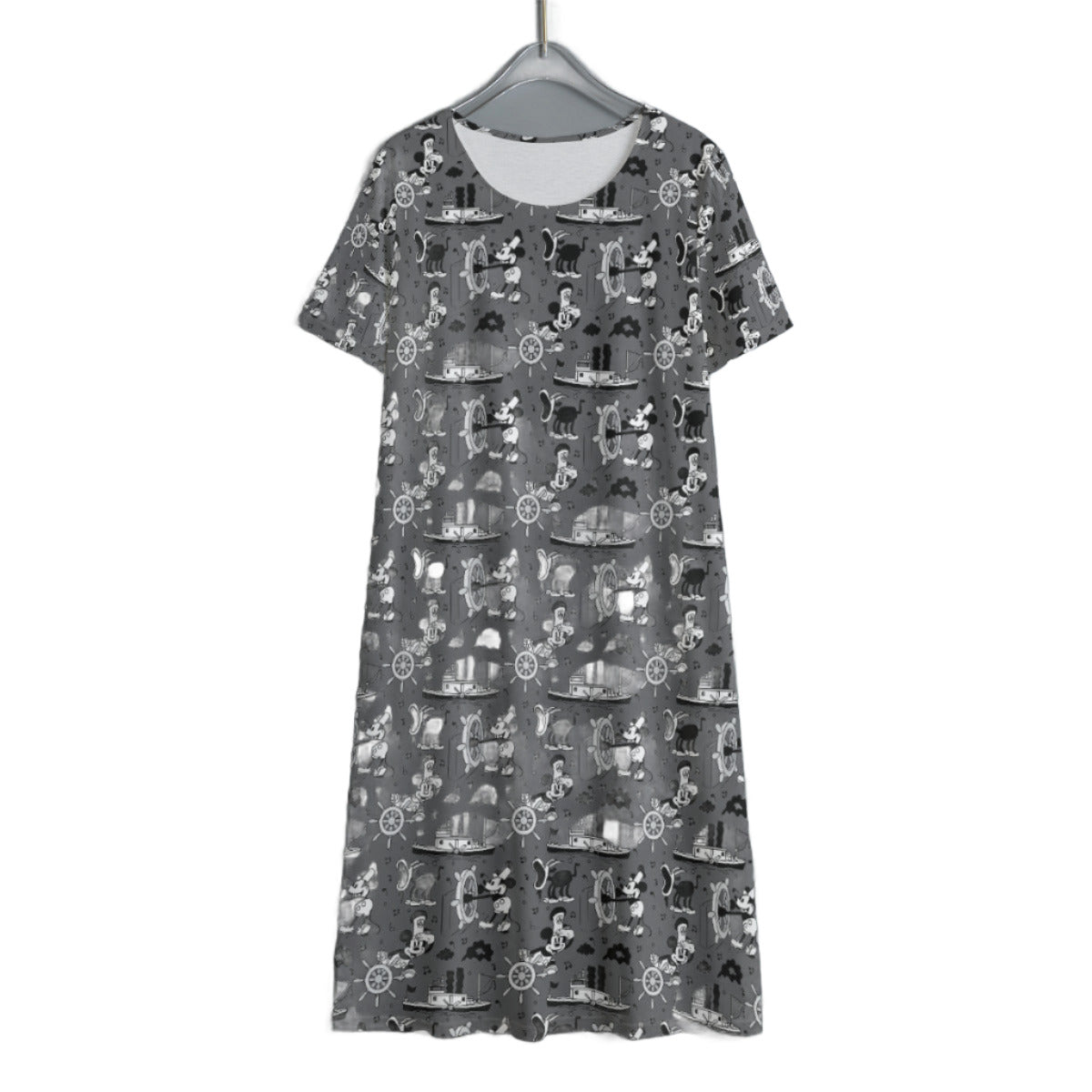 Steamboat Mickey Women's Swing Dress With Short Sleeve