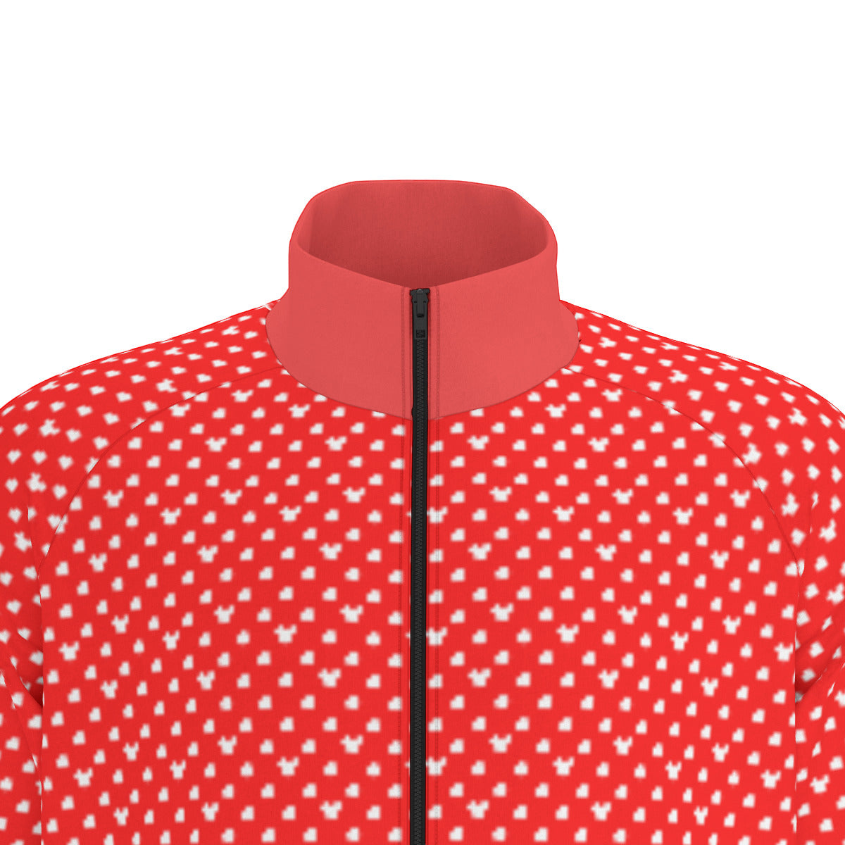 Red With White Mickey Polka Dots Unisex Stand Collar Jacket