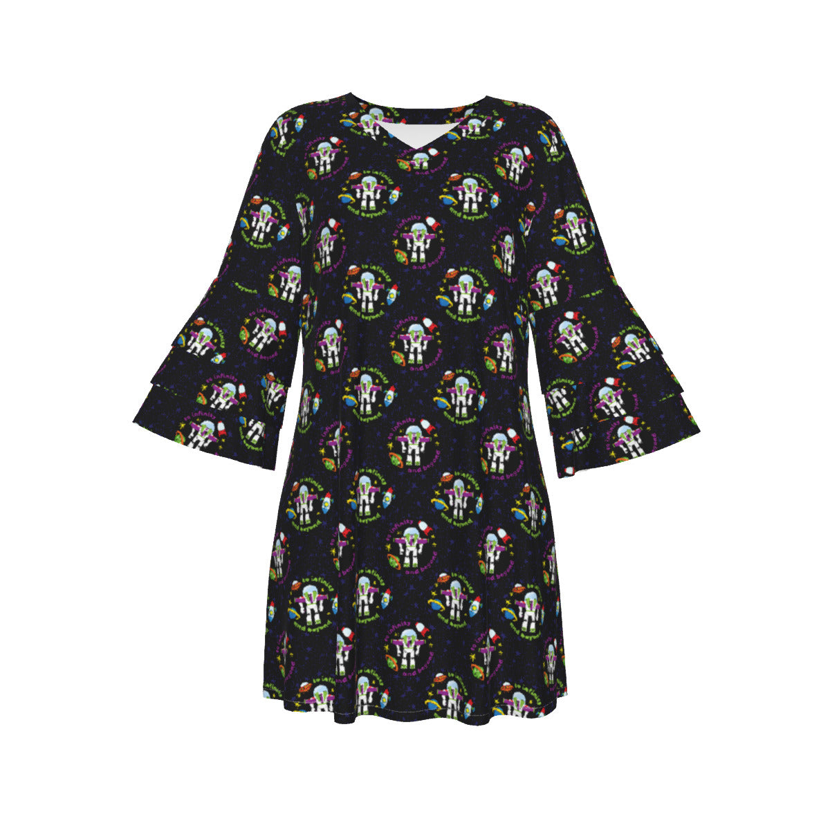 To Infinity And Beyond Women's Stacked Ruffle Sleeve Dress