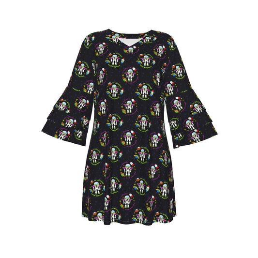 To Infinity And Beyond Women's Stacked Ruffle Sleeve Dress