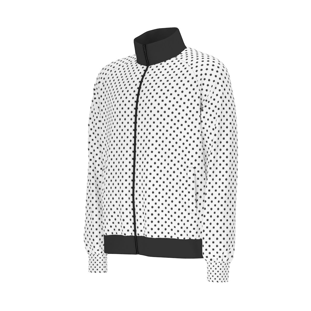 White With Black Polka Dots Unisex Stand Collar Jacket