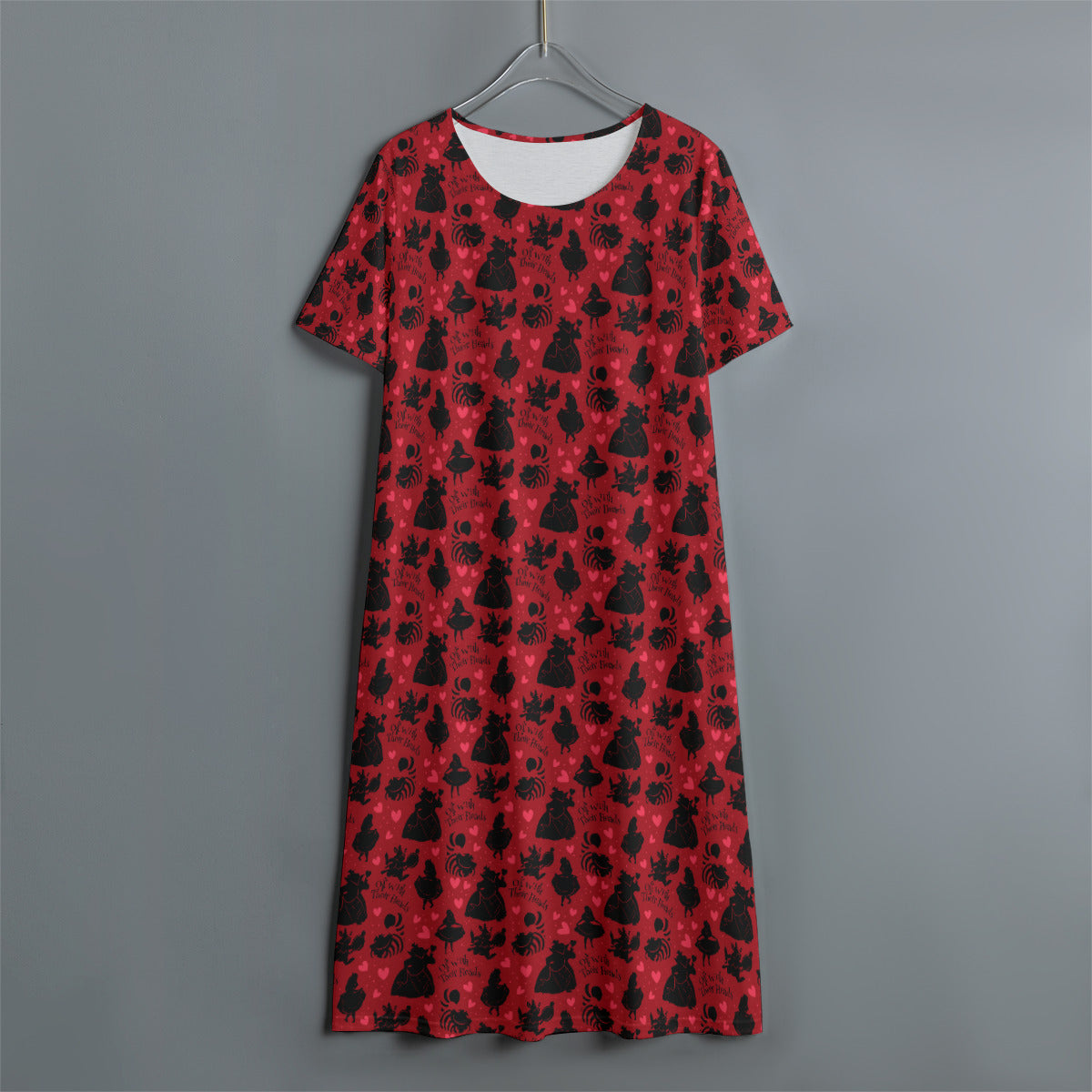 Disney Alice In Wonderland Queen Of Hearts Off With Their Heads Women's Swing Dress With Short Sleeve