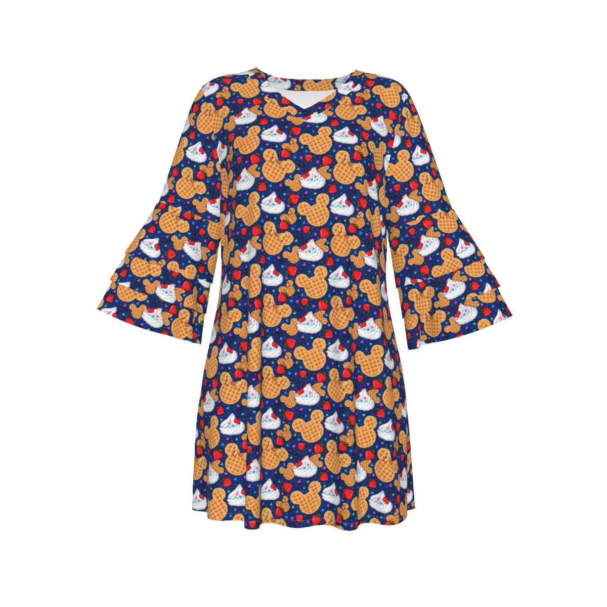 Waffles Women's Stacked Ruffle Sleeve Dress