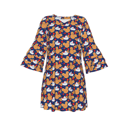 Waffles Women's Stacked Ruffle Sleeve Dress