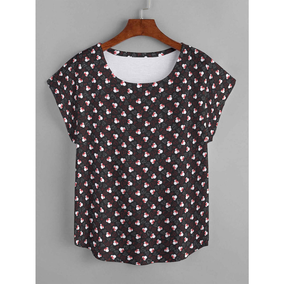 Mickey And Minnie Dots Plus Size Women's Curved Hem T-shirt