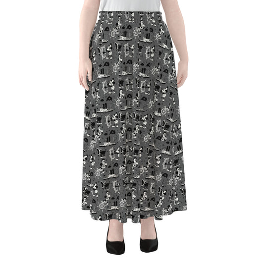 Steamboat Mickey Women's Maxi Chiffon Skirt