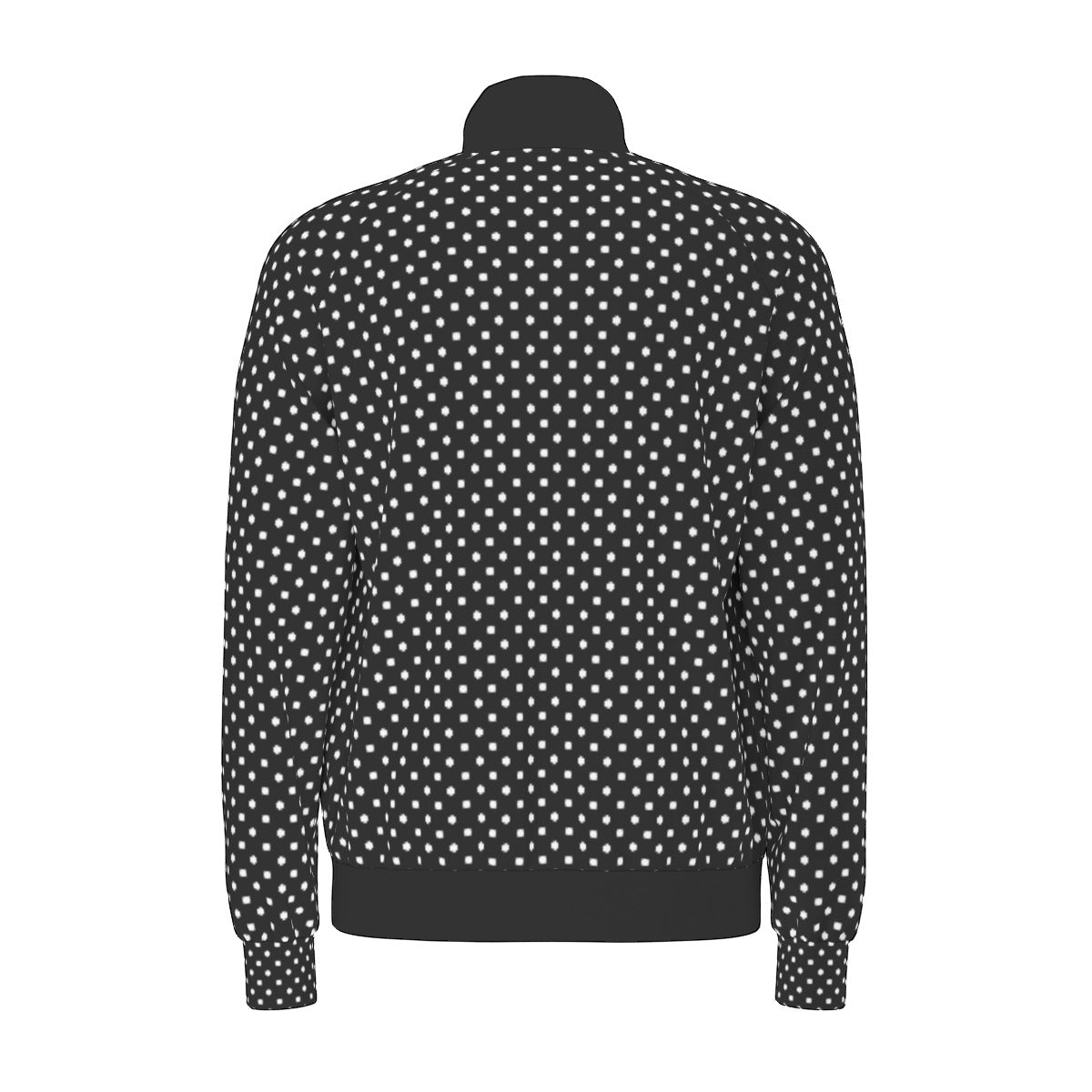 Black With White Polka Dots Unisex Stand Collar Jacket