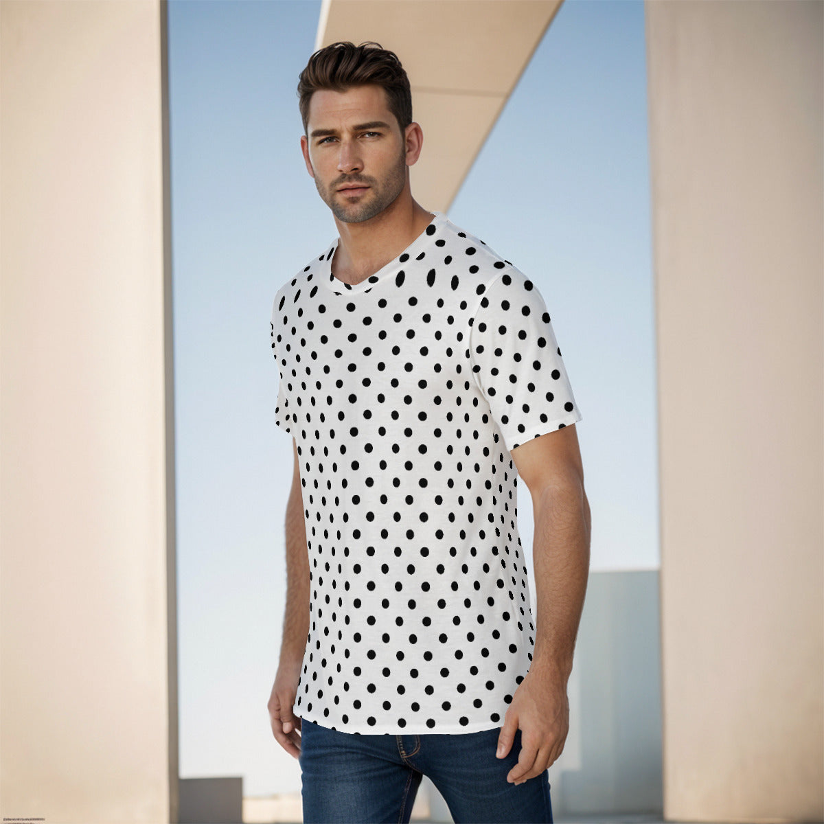White With Black Polka Dots Unisex T-Shirt
