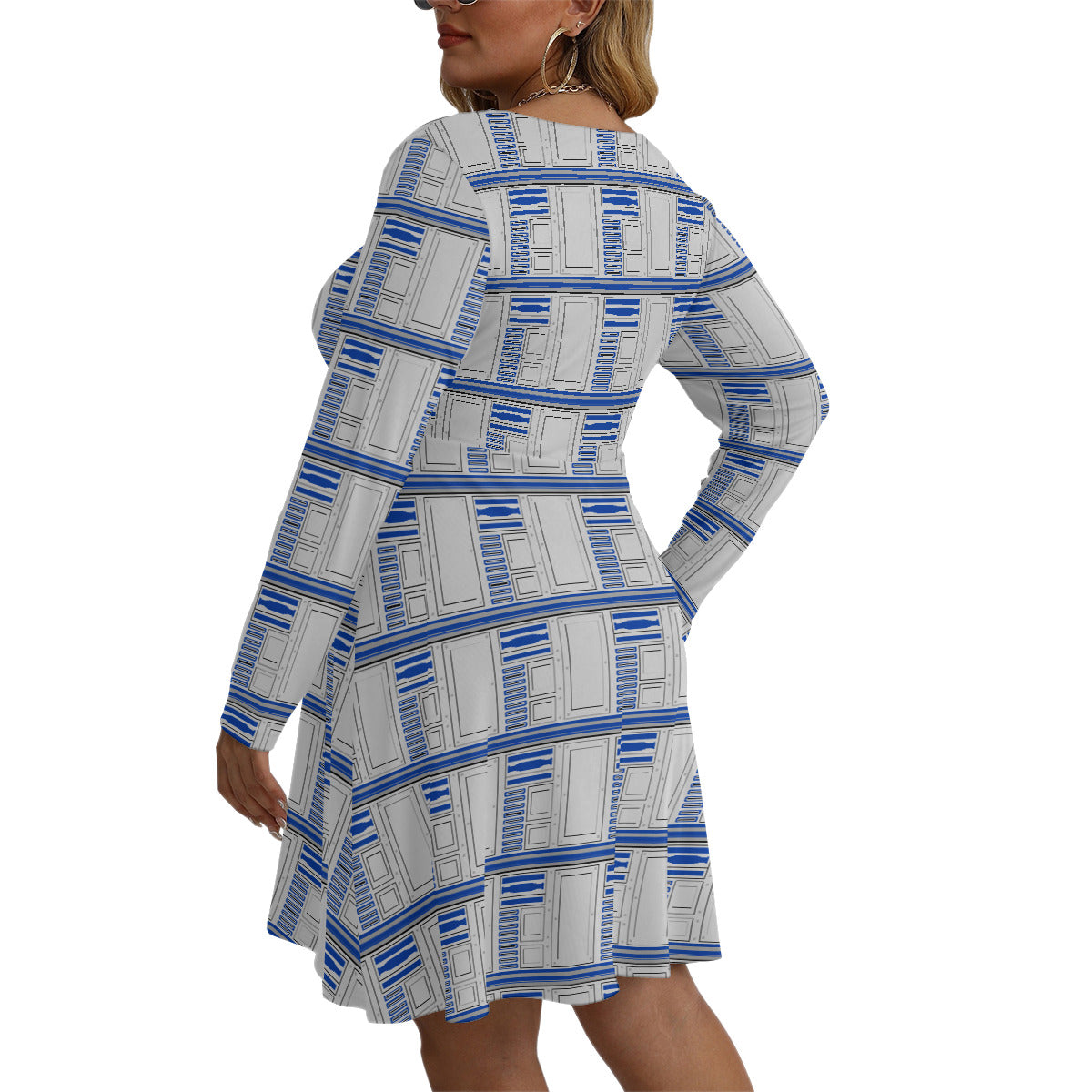 R2-D2 Plus Size Women's V-neck Long Sleeve Dress