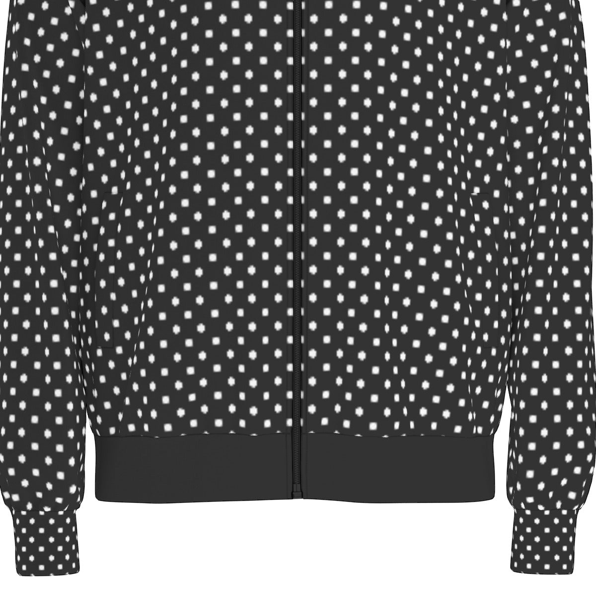 Black With White Polka Dots Unisex Stand Collar Jacket