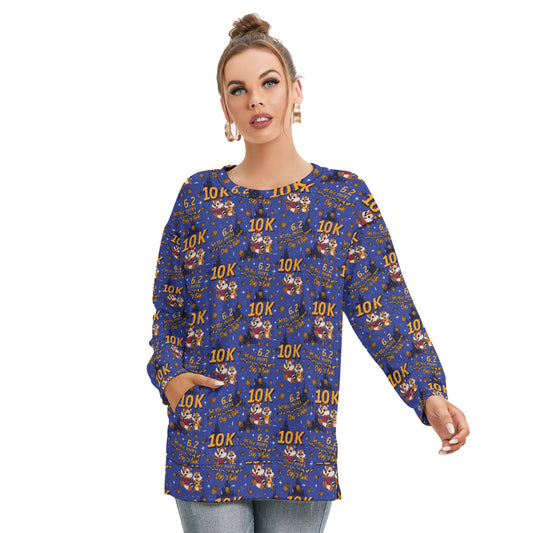 Chip And Dale 10K Women's Side Split O-neck Sweatshirt With Pockets