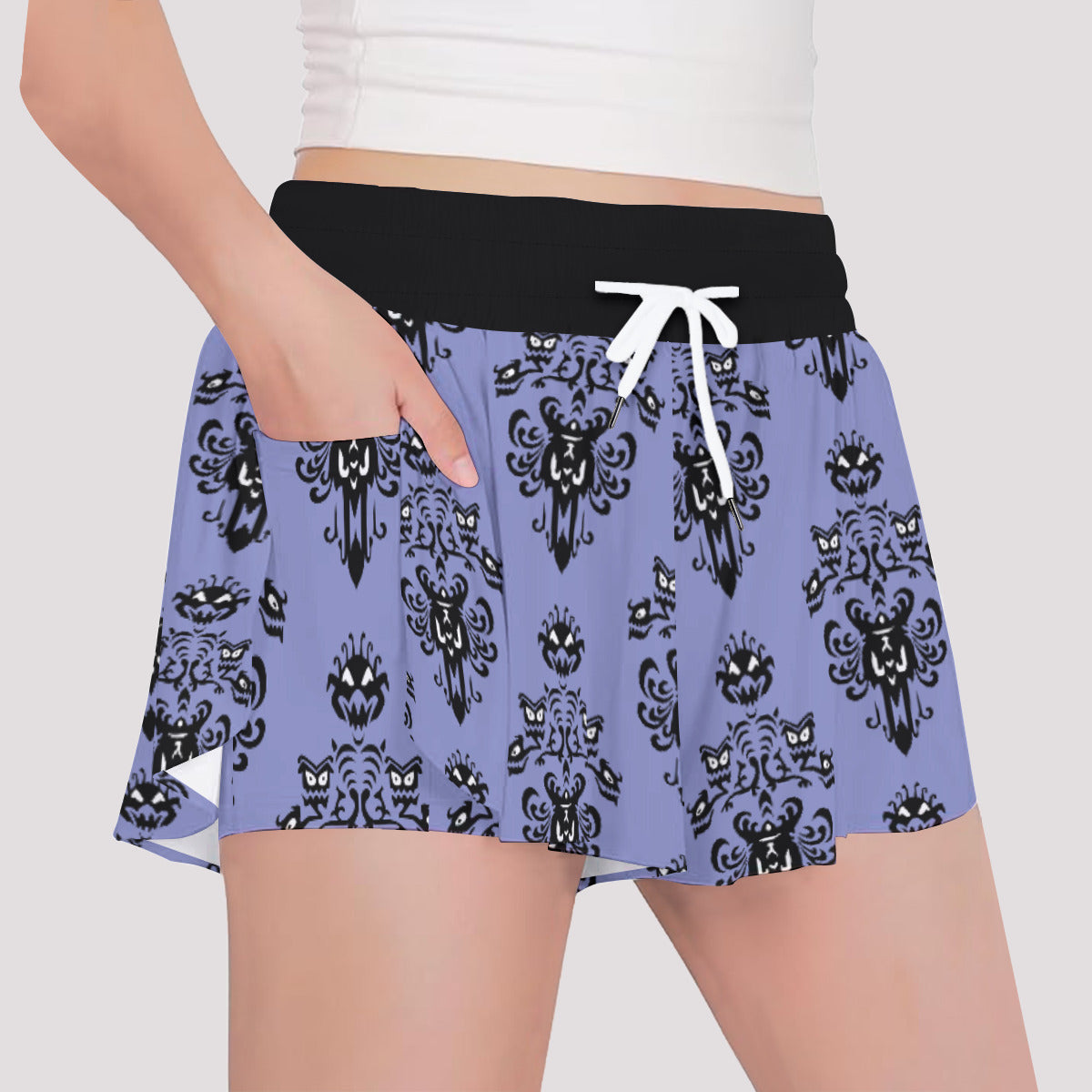 Haunted Mansion Wallpaper Girls' Sports Shorts