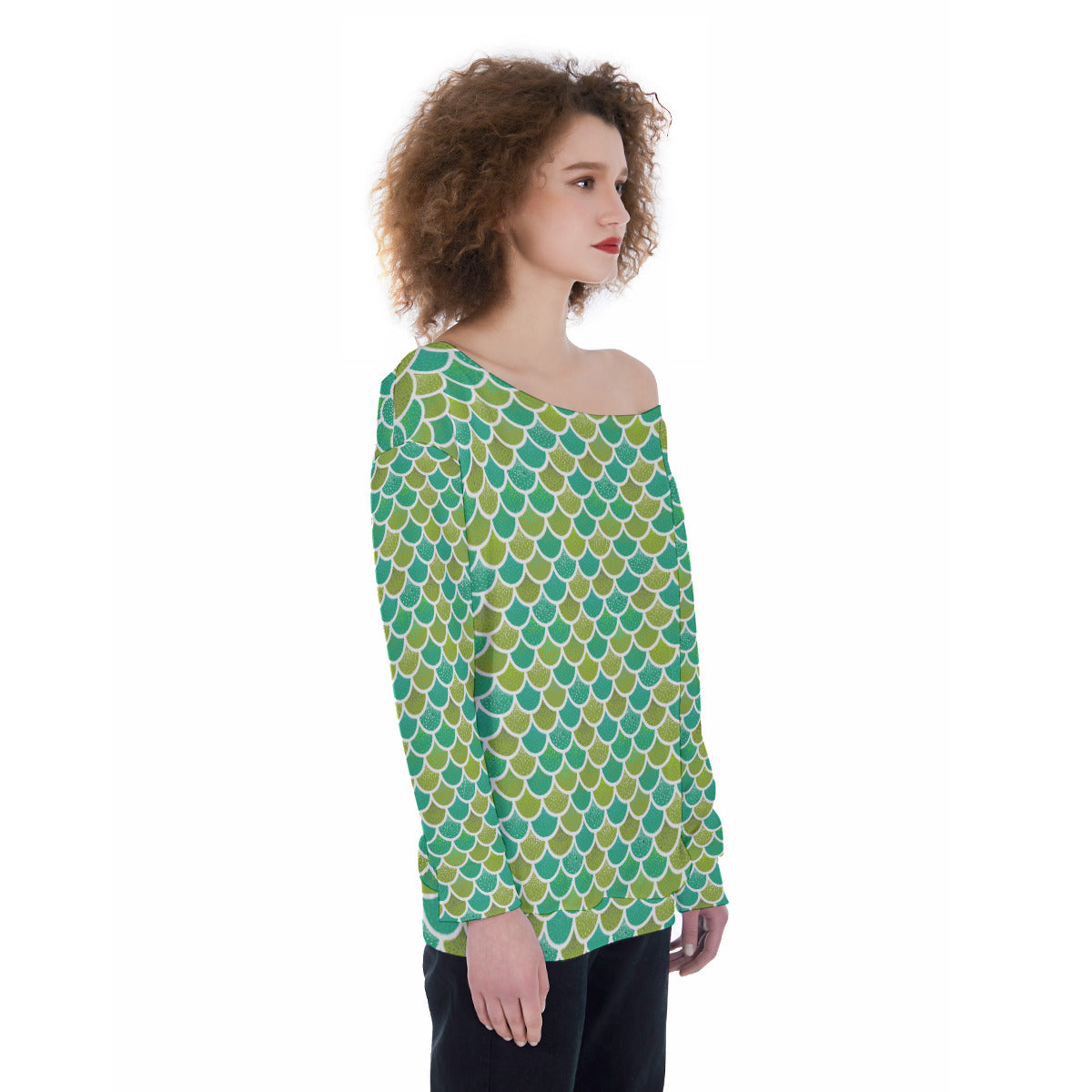 Mermaid Scales Oversized Women's Off-Shoulder Sweatshirt