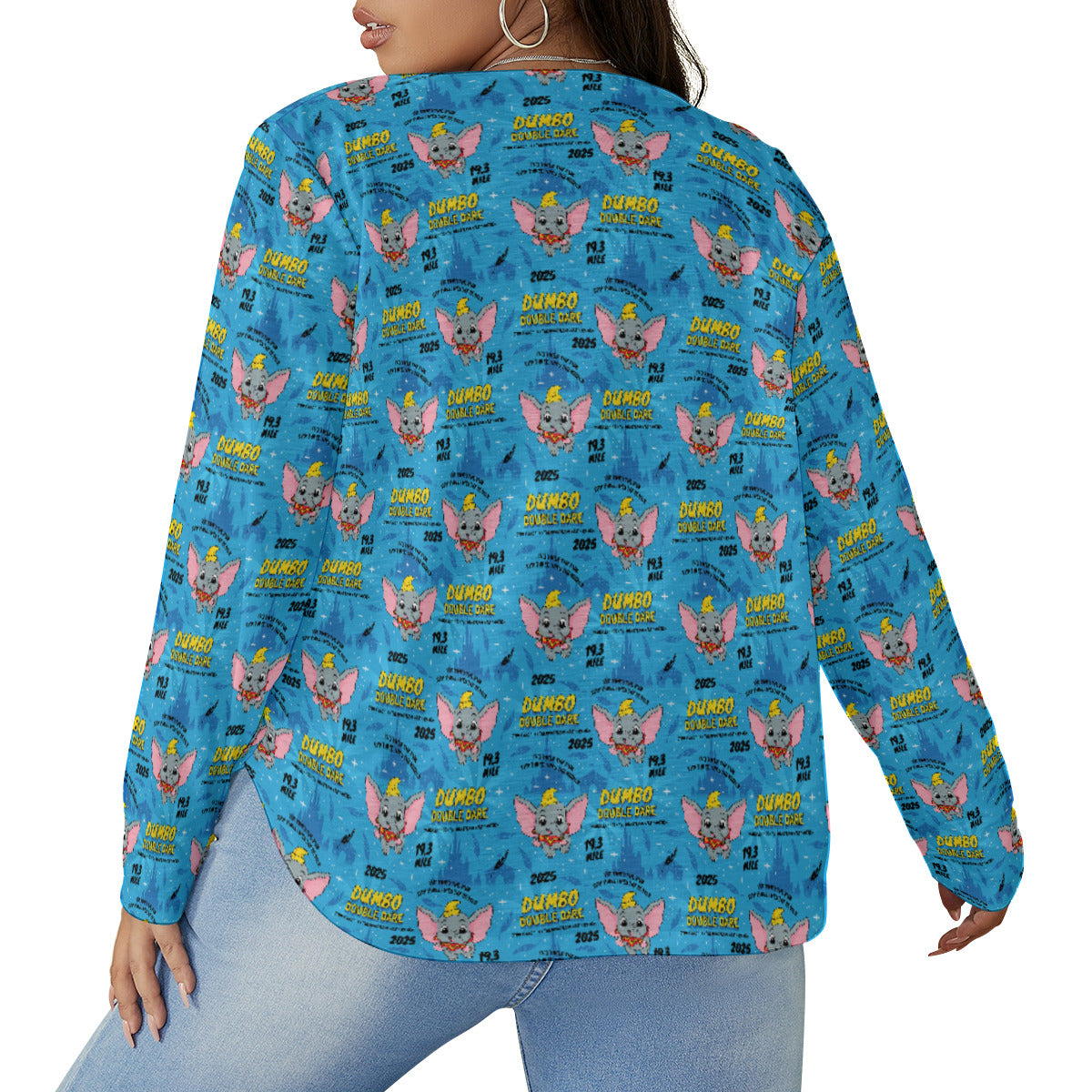 Disneyland Dumbo Double Dare Women's Plus Size V-Neck T-Shirt With Curved Hem