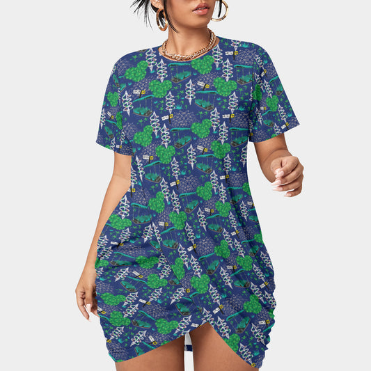 Living With The Land Women’s Plus Size Stacked Hem Dress With Short Sleeve