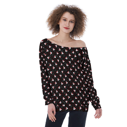 Mickey And Minnie Dots Oversized Women's Off-Shoulder Sweatshirt