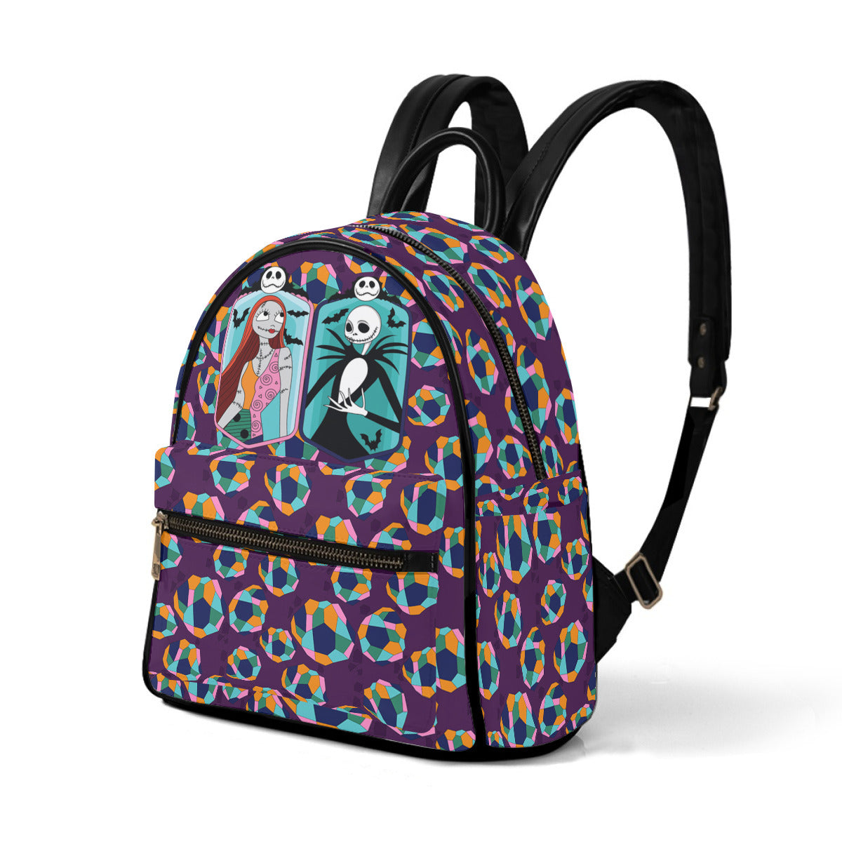 jack and sally mini backpack WondaPop Disney The Nightmare Before Christmas Nightmares Do Come True 11" Vegan Leather Daypack Sally in her traditional patchwork dress accompanied by a patchwork pillbox hat w real mesh The Nightmare Before Christmas Sally