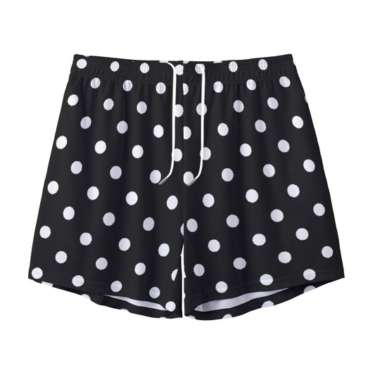 Black With White Polka Dots Unisex Pocket Shorts