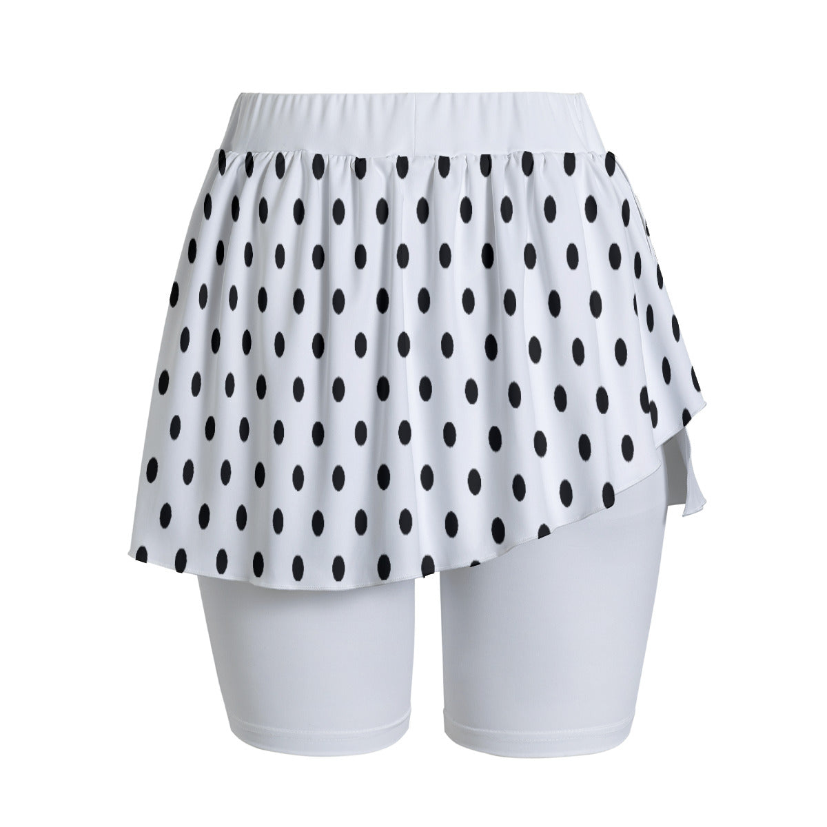 White With Black Polka Dots Women's Sports Skorts