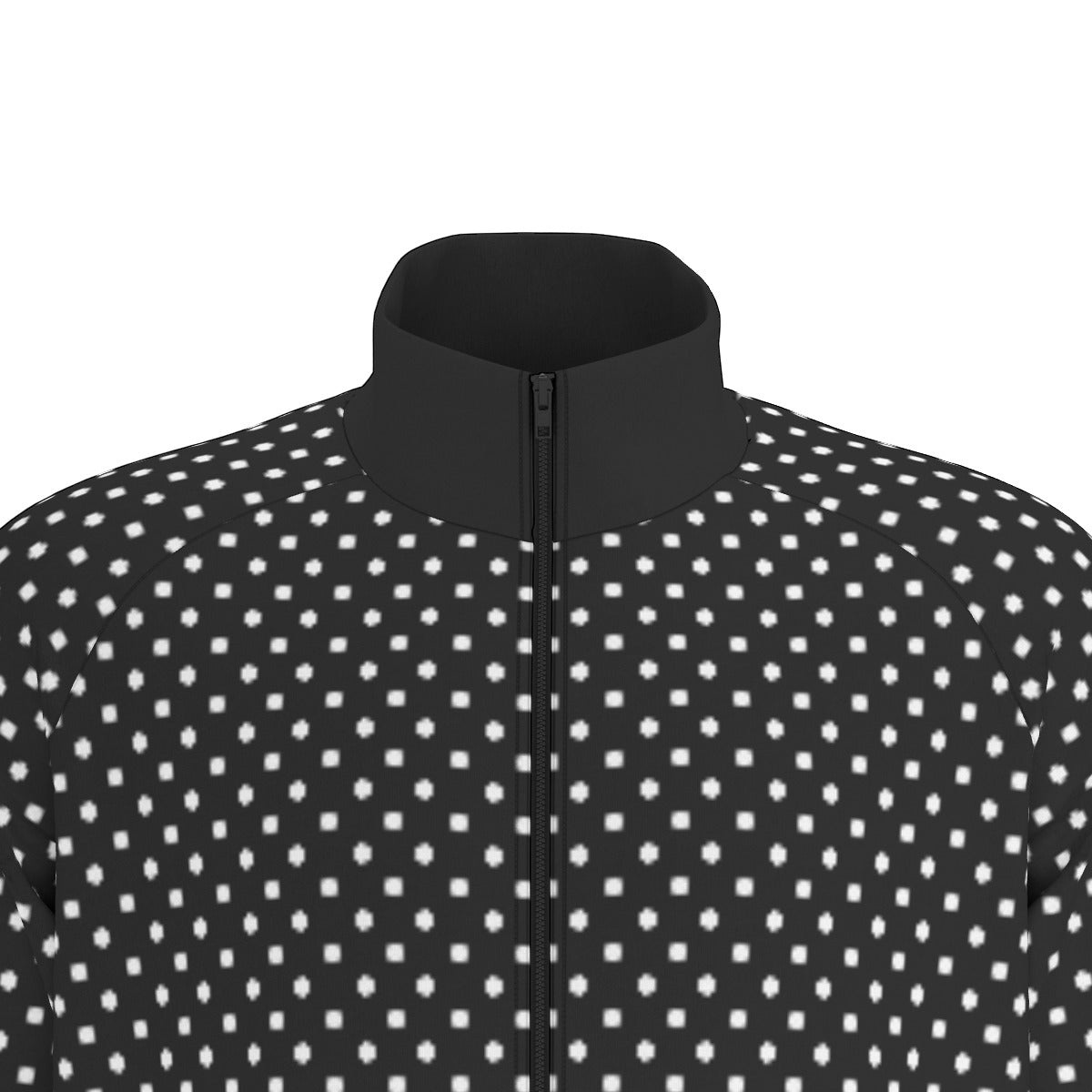 Black With White Polka Dots Unisex Stand Collar Jacket