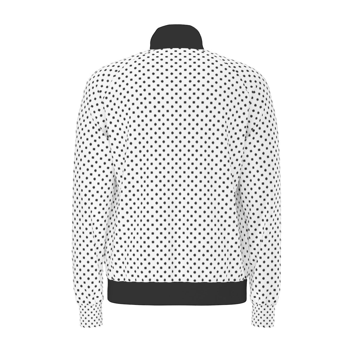 White With Black Polka Dots Unisex Stand Collar Jacket