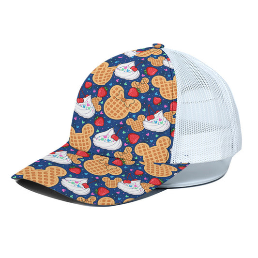 Waffles Unisex Trucker Hat With White Half Mesh