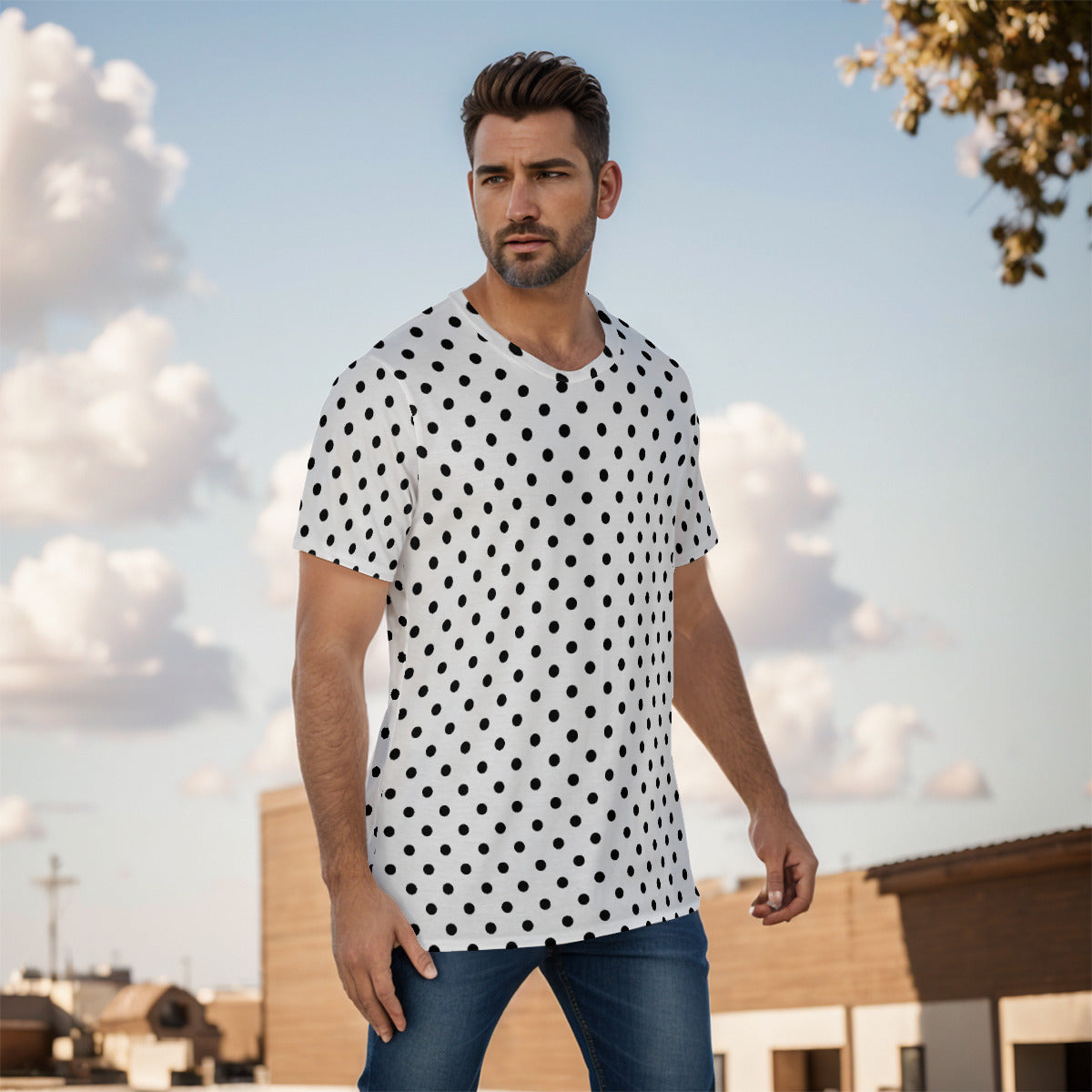 White With Black Polka Dots Unisex T-Shirt