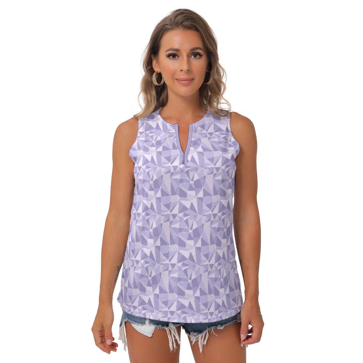 Purple Wall Women's Sleeveless V-Neck Top