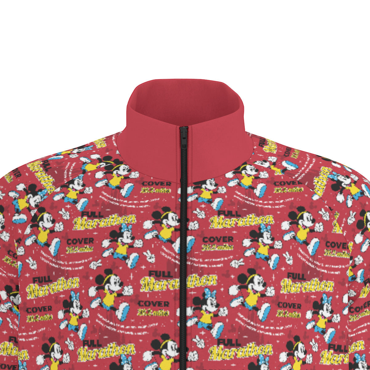 Mickey And Minnie Marathon All Over Print Unisex Stand Collar Jacket