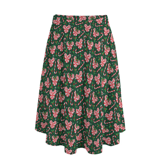 Christmas Peppermints Women's Long Maxi Skirt With Pockets