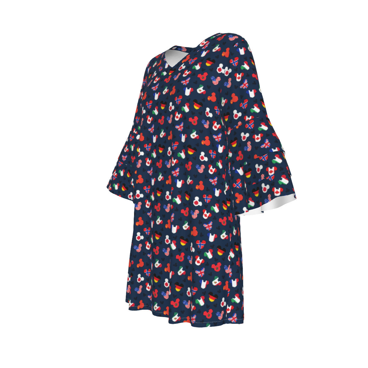 Mickey Flags Women's Stacked Ruffle Sleeve Dress