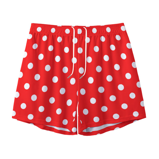 Red With White Polka Dots Unisex Pocket Shorts