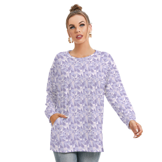 Purple Wall Women's Side Split O-neck Sweatshirt With Pockets