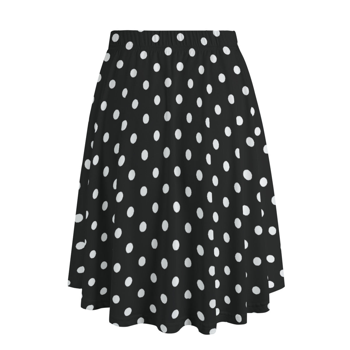 Black With White Polka Dots Women's Long Maxi Skirt With Pockets