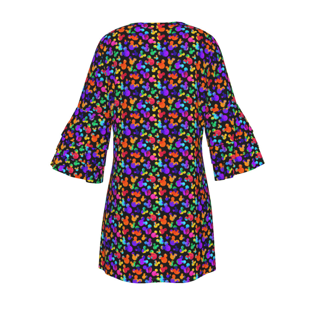 Watercolor Women's Stacked Ruffle Sleeve Dress