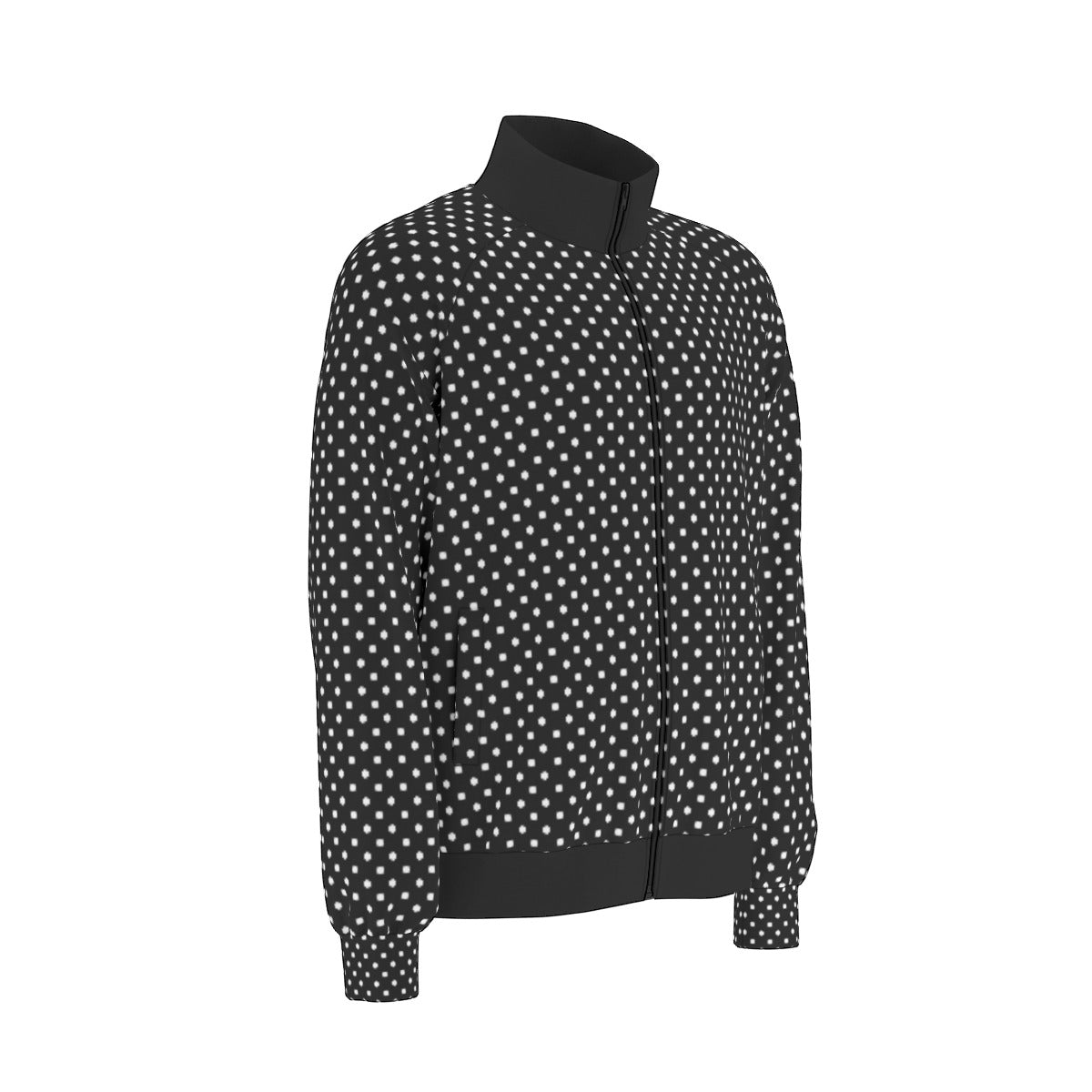 Black With White Polka Dots Unisex Stand Collar Jacket