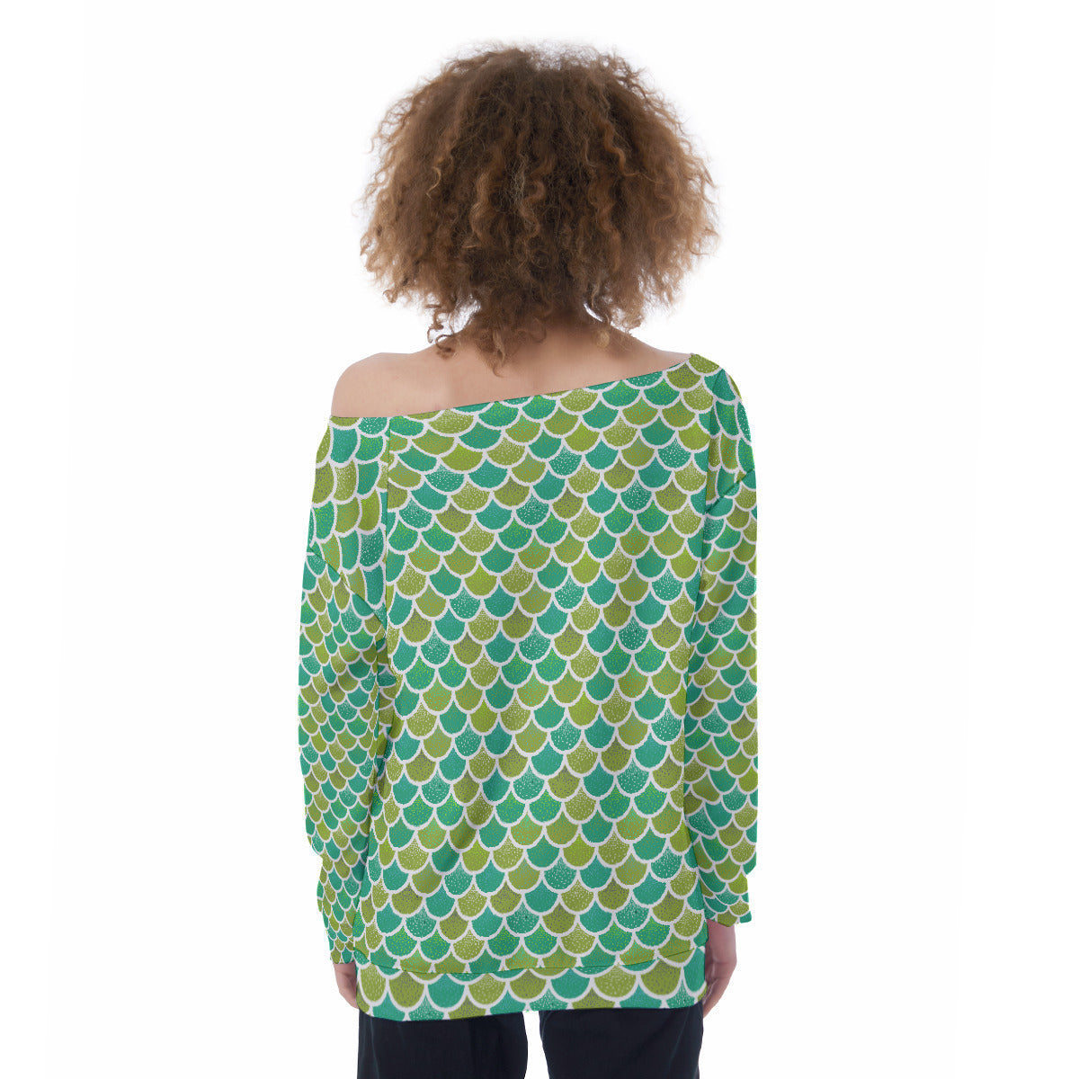 Mermaid Scales Oversized Women's Off-Shoulder Sweatshirt
