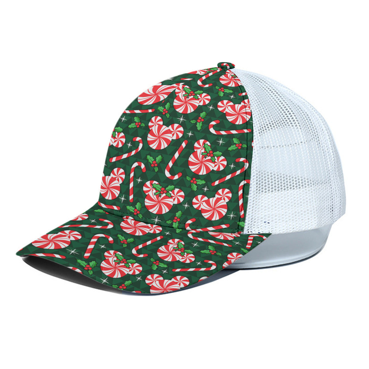 Christmas Peppermint Unisex Trucker Hat With White Half Mesh