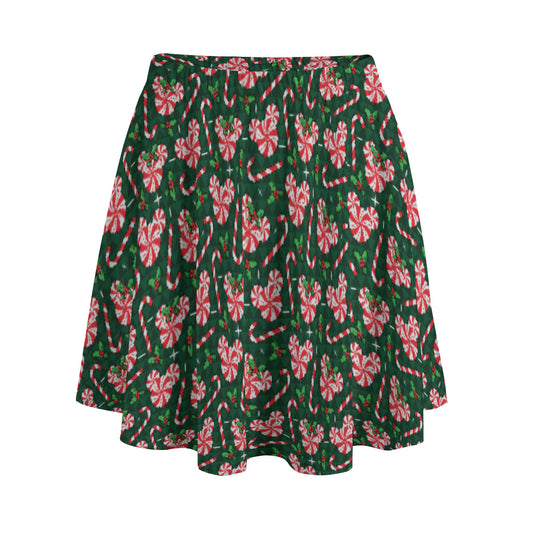 Christmas Peppermint Women's Skirt With Pockets