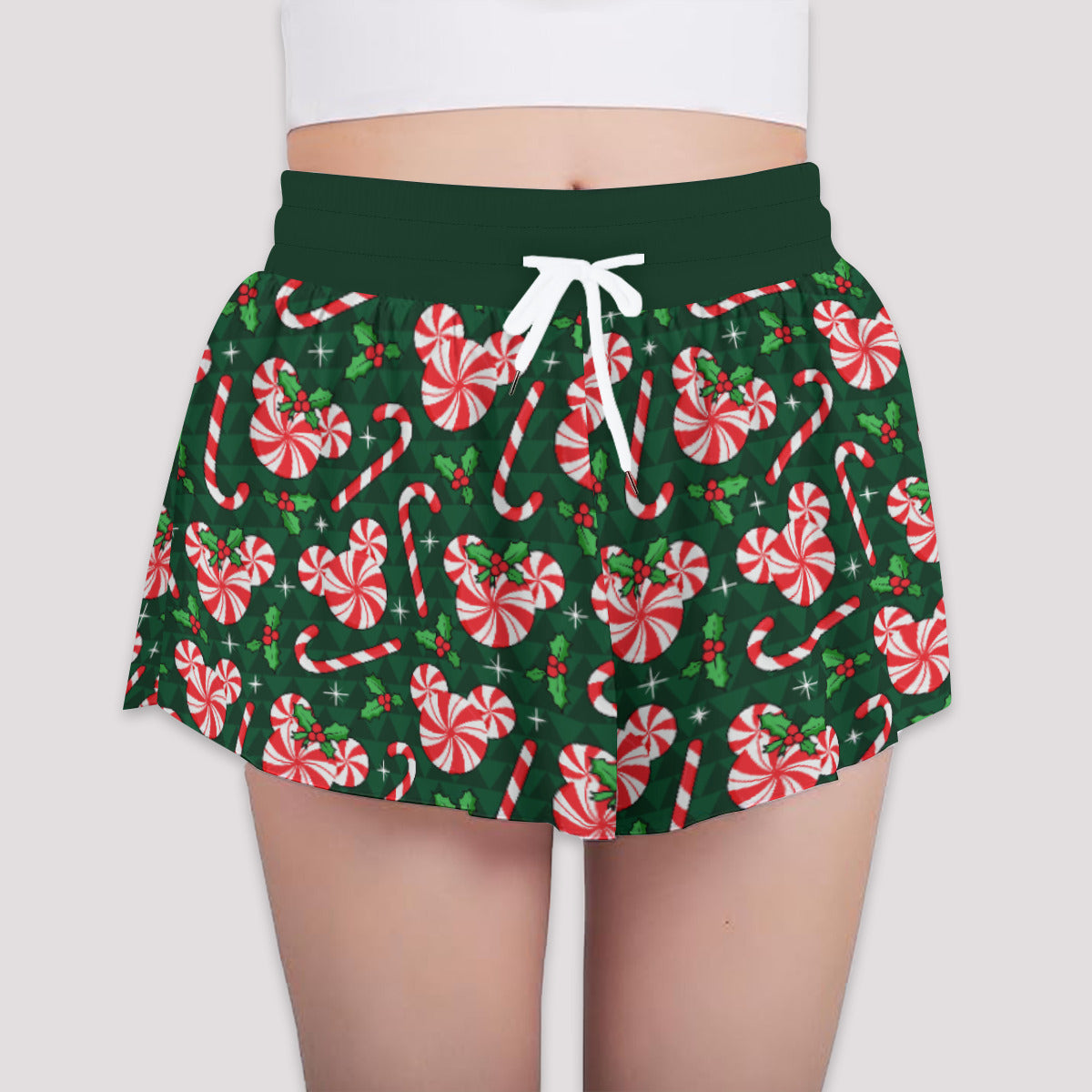 Christmas Peppermint Girls' Sports Shorts