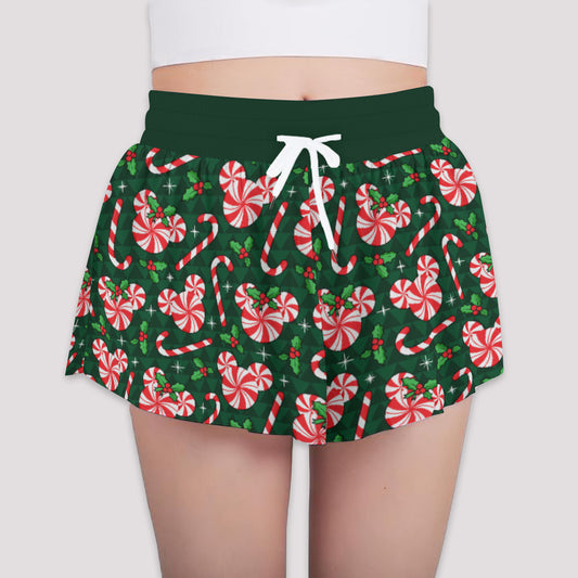 Christmas Peppermint Girls' Sports Shorts