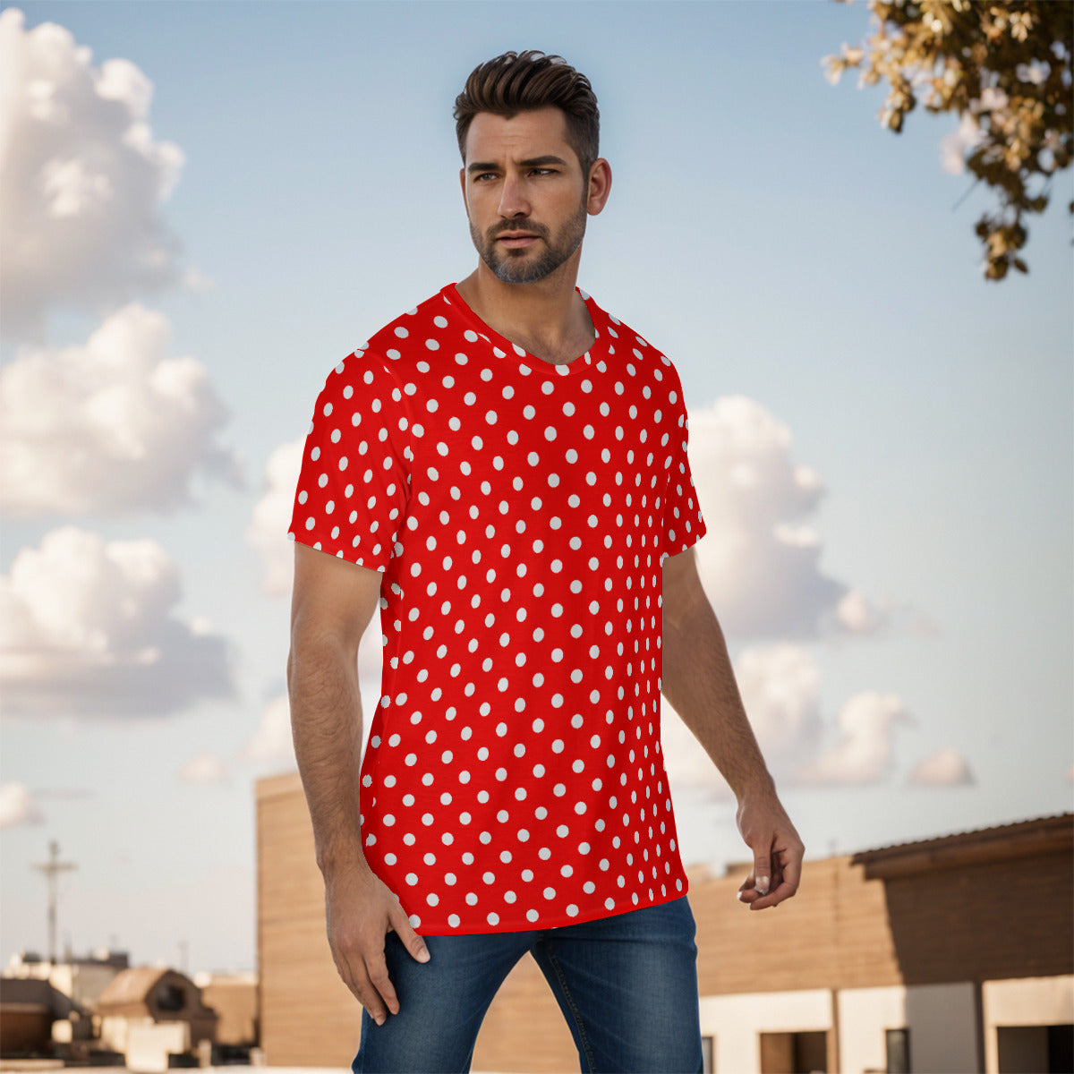 Red With White Mickey Polka Dots Unisex T-Shirt